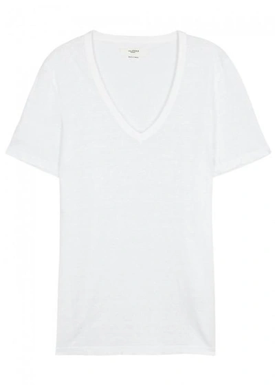 Shop Isabel Marant Étoile Kranger Slubbed Linen T-shirt In White
