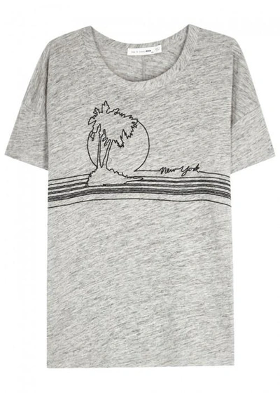 Shop Rag & Bone /jean Grey Embroidered Linen T-shirt