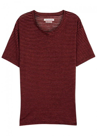 Shop Isabel Marant Étoile Andreia Red Striped Linen Blend T-shirt