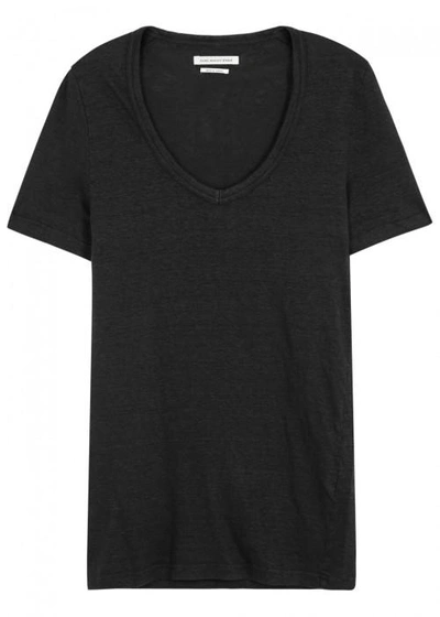 Shop Isabel Marant Étoile Kid Charcoal Linen T-shirt In Black
