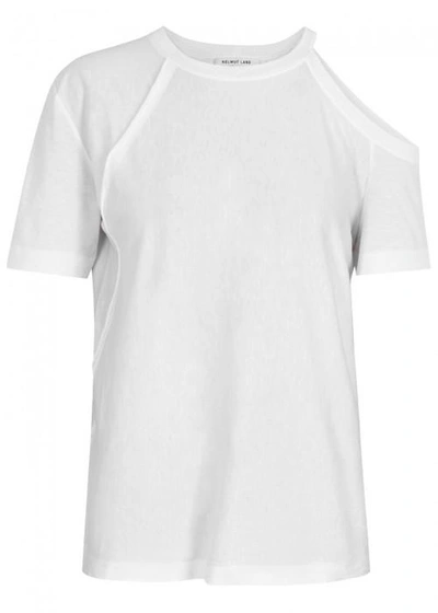 Shop Helmut Lang White Cut-out Pima Cotton T-shirt