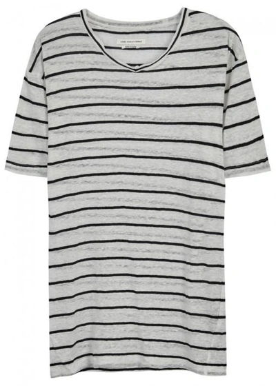 Shop Isabel Marant Étoile Andreia Striped Linen Blend T-shirt In Ecru