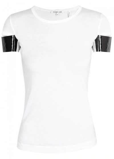 Shop Helmut Lang White Cut-out Pima Cotton T-shirt