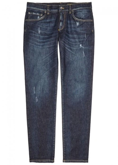 Shop Dolce & Gabbana 14 Indigo Slim-leg Jeans In Blue