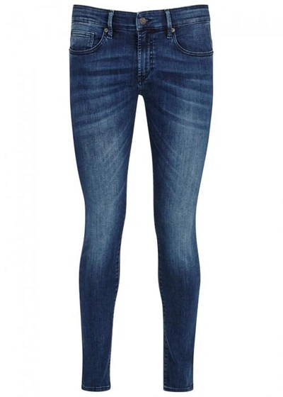 Shop Hugo Boss Orange72 Skinny Jeans In Mid Blu