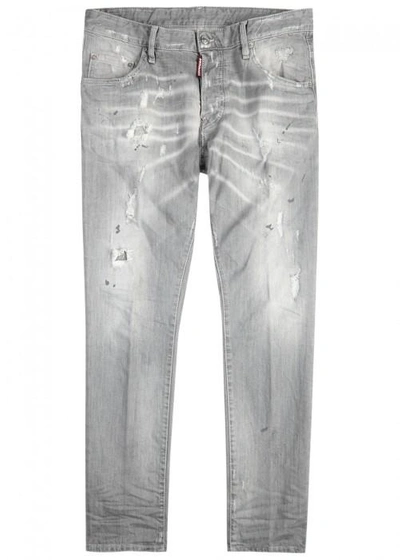 Shop Dsquared2 Skater Distressed Skinny Jeans In Grey