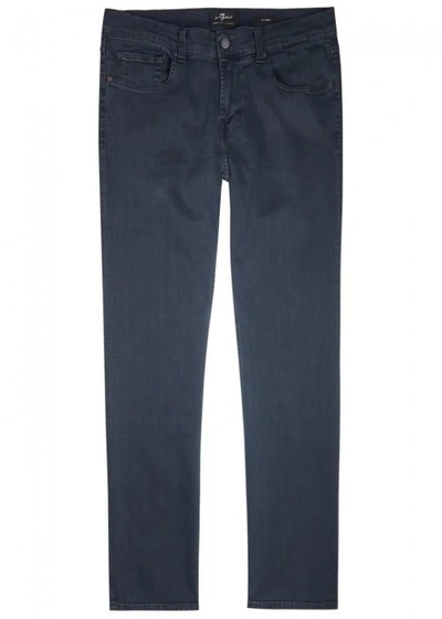 Shop 7 For All Mankind Slimmy Luxe Performance Slim-leg Jeans In Dark Blue