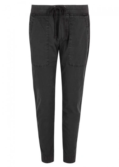 Shop James Perse Charcoal Stretch Cotton Trousers