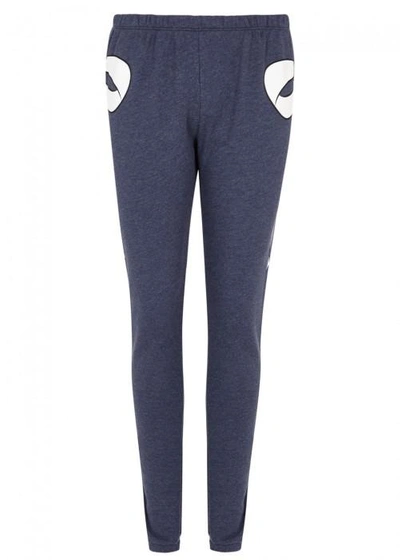 Shop Wildfox Bow Peep Knox Cotton Blend Jogging Trousers In Navy