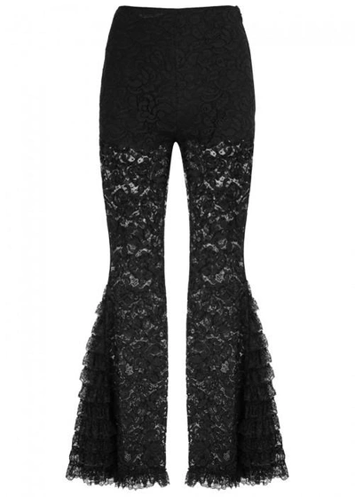 Shop Givenchy Black Flared Lace Trousers