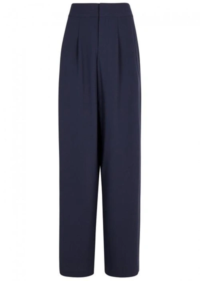 Shop Alice And Olivia Shavon Navy Wide-leg Trousers