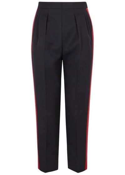 Shop Maison Margiela Wool And Mohair Blend Trousers In Navy