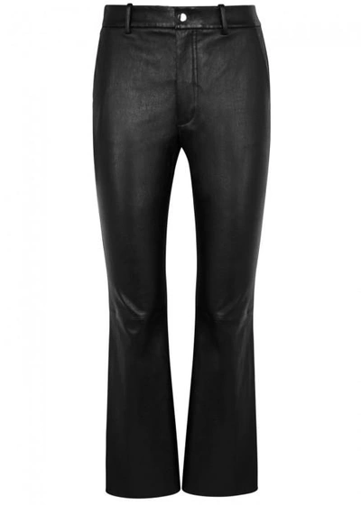 Shop Helmut Lang Black Kick-flare Leather Trousers