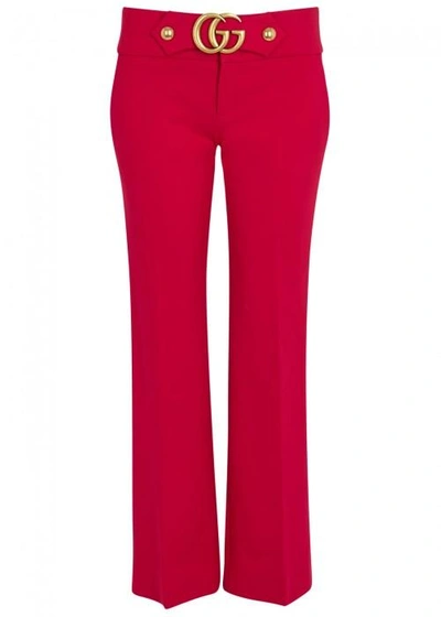 Shop Gucci Red Kick-flare Trousers