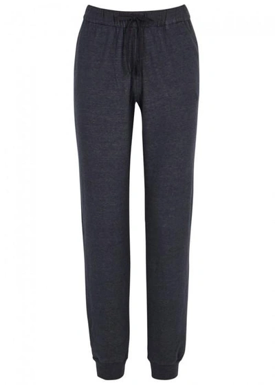 Shop Majestic Cotton And Cashmere Blend Jogging Trousers In Navy