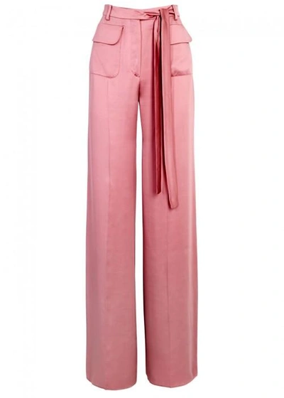 Shop Valentino Pink Wide-leg Silk Trousers In No Colour