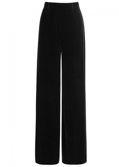 Shop Roland Mouret Uppingham Wide-leg Velvet Trousers In Black