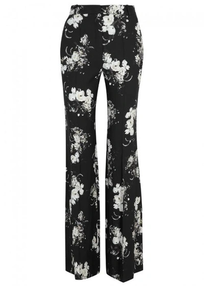 Shop Erdem Kaia Floral-print Wide-leg Trousers In Black