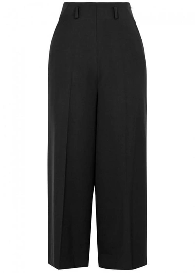 Shop Lanvin Black Cropped Wide-leg Trousers