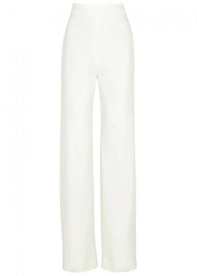 Shop Brandon Maxwell Ivory High-waisted Wide-leg Trousers