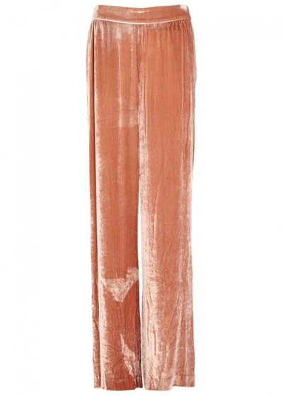 Shop Alice And Olivia Racquel Wide-leg Velvet Trousers In Rose