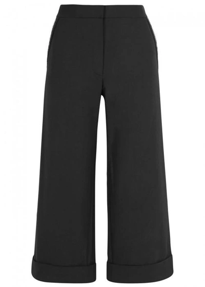 Shop Alexander Wang Black Cropped Wide-leg Trousers