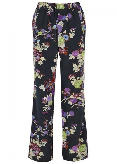 Shop Isabel Marant Isley Floral-print Silk Trousers In Black