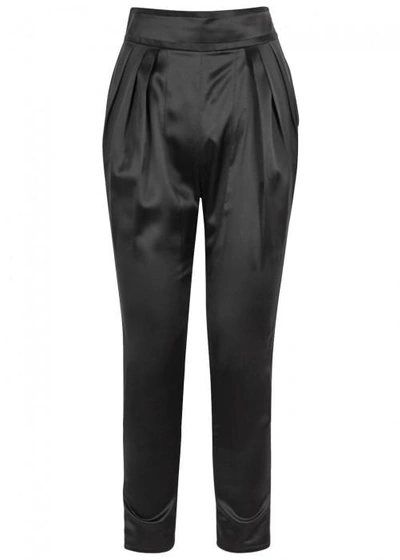 Shop Givenchy Black Cropped Silk Satin Trousers