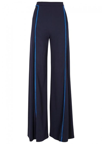 Shop Galvan Chan Chan Flared Trousers In Navy
