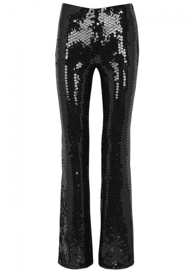 Shop Filles À Papa Fever Flared Sequinnned Trousers In Black