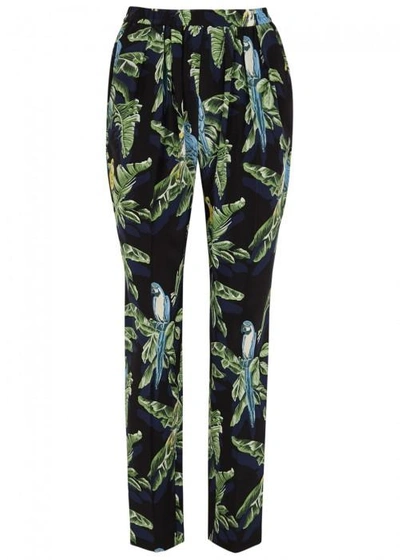 Shop Stella Mccartney Julia Bird-print Silk Trousers