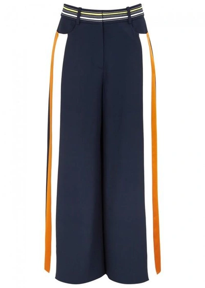 Shop Peter Pilotto Navy Striped Culottes