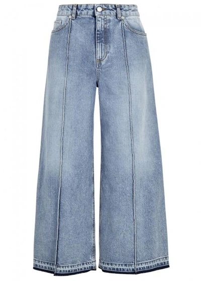 Shop Alexander Mcqueen Light Blue Denim Culottes