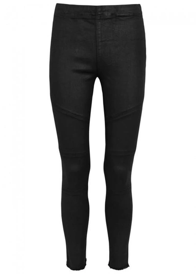 Shop Dl 1961 Haven Coated Stretch Denim Leggings In Black