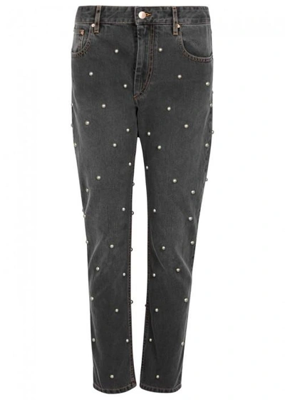 Shop Isabel Marant Étoile Califfy Studded Tapered Jeans In Grey