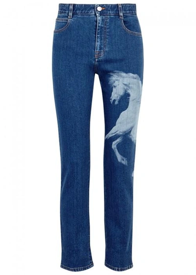 Shop Stella Mccartney Horse-print Slim Boyfriend Jeans In Blue