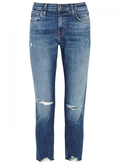Shop J Brand Sadey Cropped Slim-leg Jeans In Blue