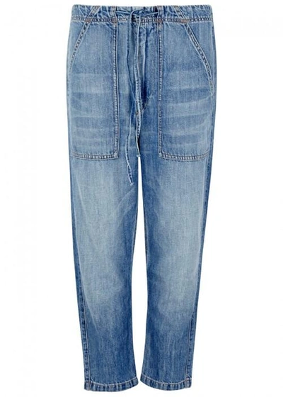 Shop Vince Blue Cropped Wide-leg Jeans
