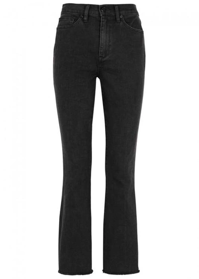 Shop Tory Burch Wayde Black Flared Cropped Jeans