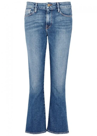 Shop Frame Le Crop Mini Blue Kick-flare Jeans