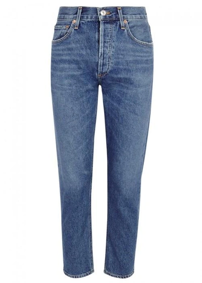 Shop Agolde Jamie Blue Slim-leg Jeans