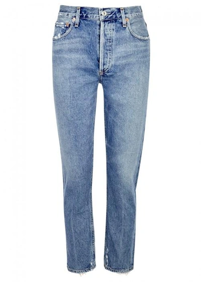 Shop Agolde Jamie Blue Straight-leg Jeans In Light Blue