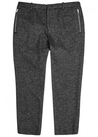 Shop Solid Homme Charcoal Cropped Wool Blend Trousers In Black