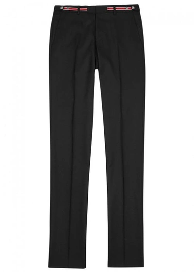 Shop Givenchy Black Stripe-trimmed Wool Trousers