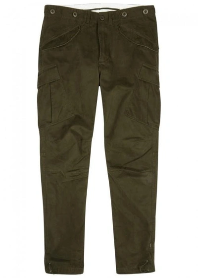 Shop Maharishi Army Green Cotton Cargo Trousers