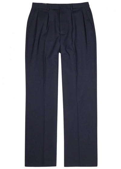 Shop Ami Alexandre Mattiussi Navy Wide-leg Twill Trousers