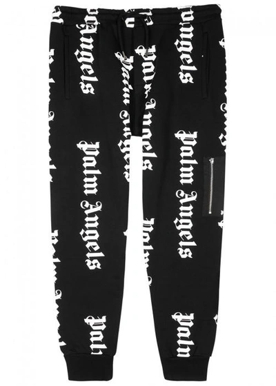 Shop Palm Angels Logo-print Cotton Jogging Trousers In Black