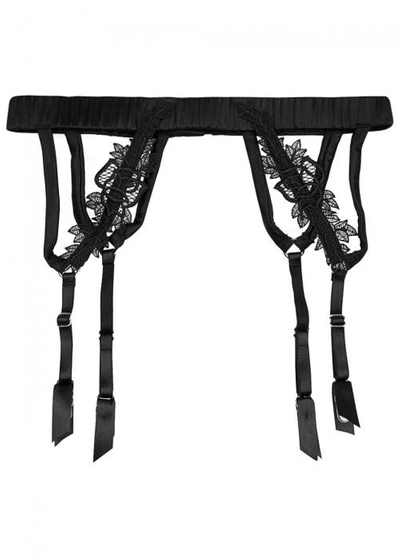 Shop Fleur Of England Nocturnal Lace-appliquéd Suspender Belt In Black