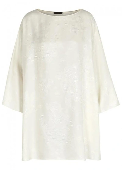 Shop The Row Tharpe Embroidered Silk Dress In Off White