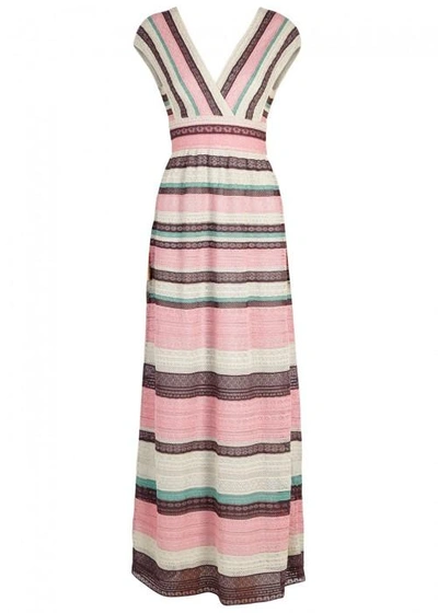 Shop M Missoni Striped Fine-knit Maxi Dress In Multicoloured